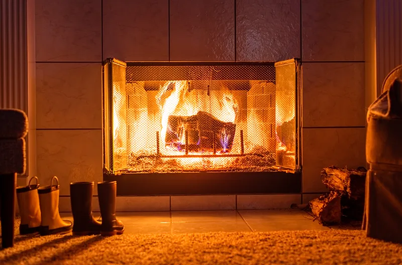 zero-clearance fireplace